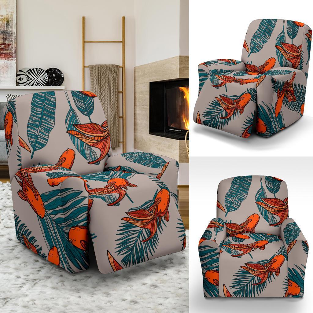 Goldfish Leaf Pattern Print Recliner Cover-grizzshop