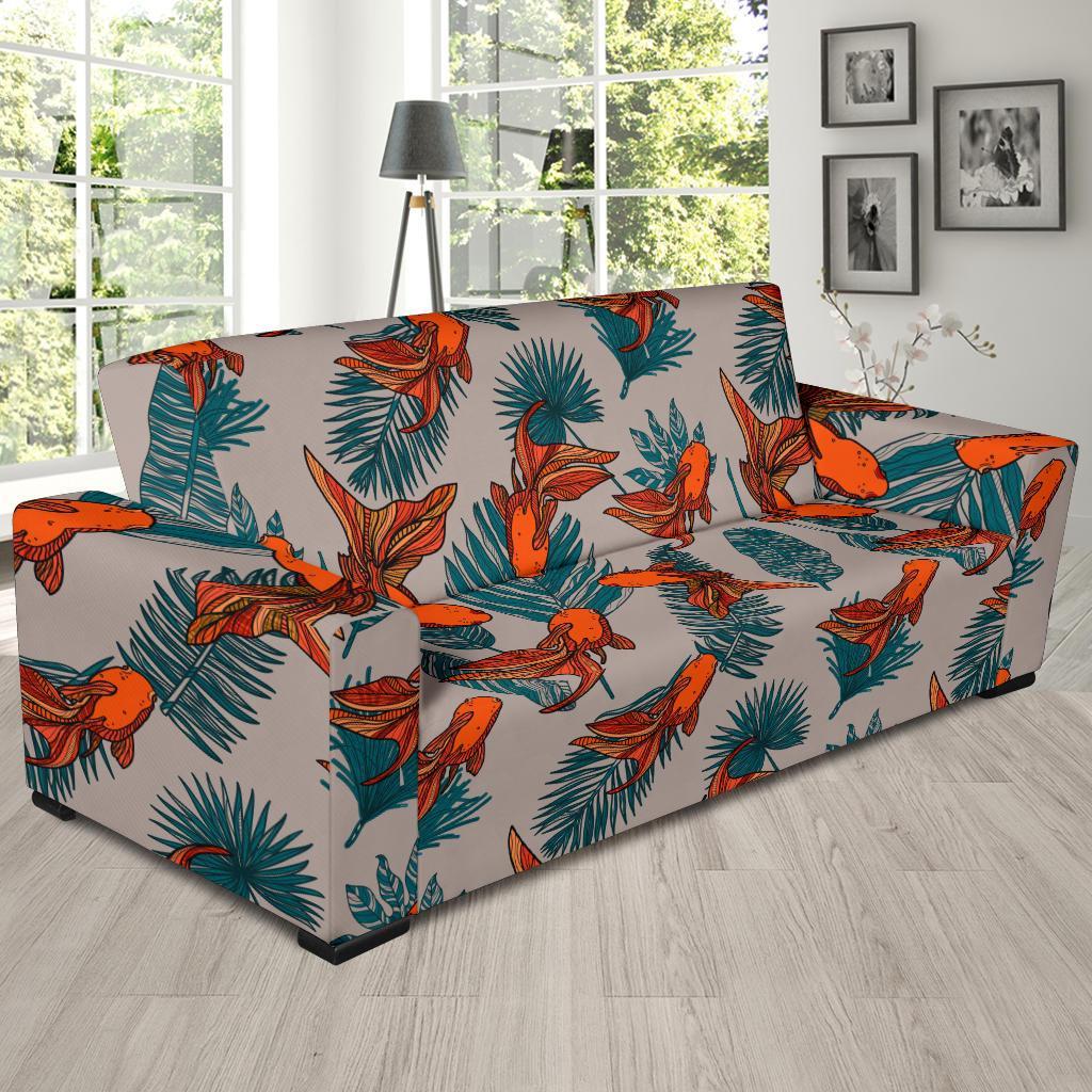 Goldfish Leaf Pattern Print Sofa Covers-grizzshop