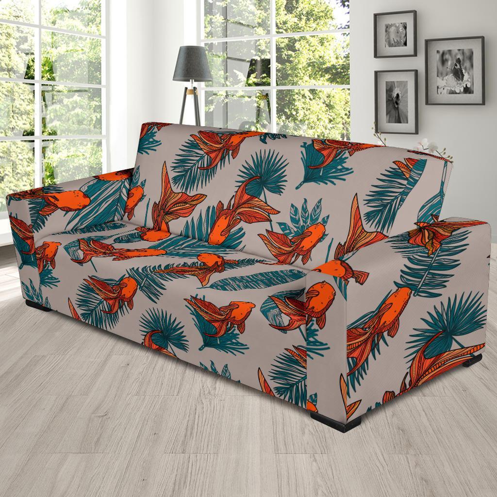 Goldfish Leaf Pattern Print Sofa Covers-grizzshop