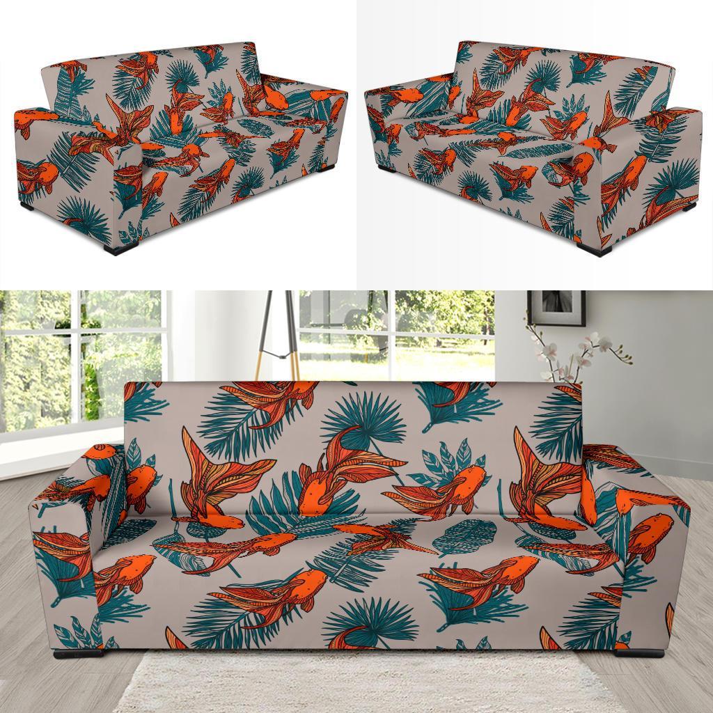 Goldfish Leaf Pattern Print Sofa Covers-grizzshop