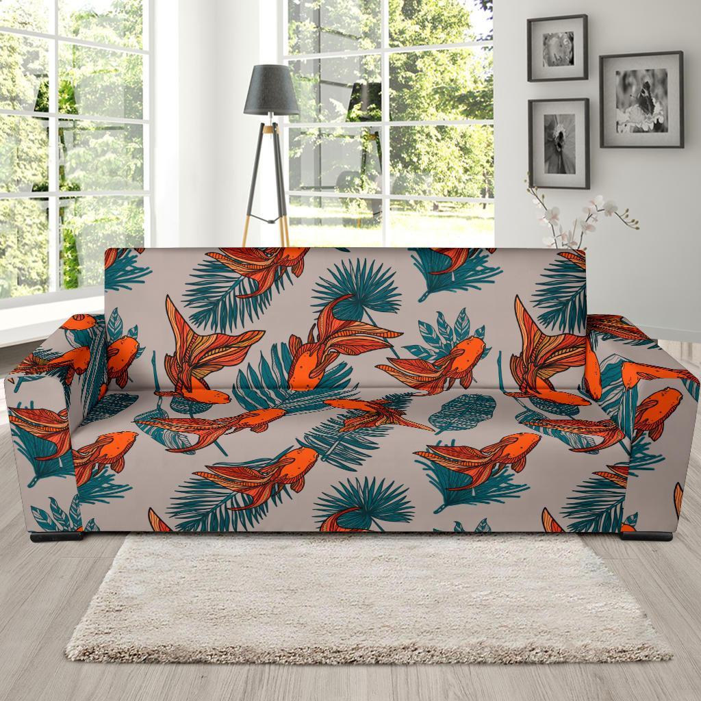 Goldfish Leaf Pattern Print Sofa Covers-grizzshop