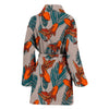 Goldfish Leaf Pattern Print Women Long Robe-grizzshop