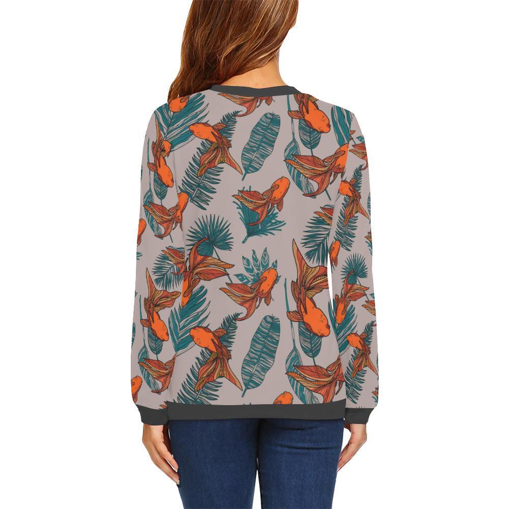 Goldfish Leaf Pattern Print Women's Sweatshirt-grizzshop