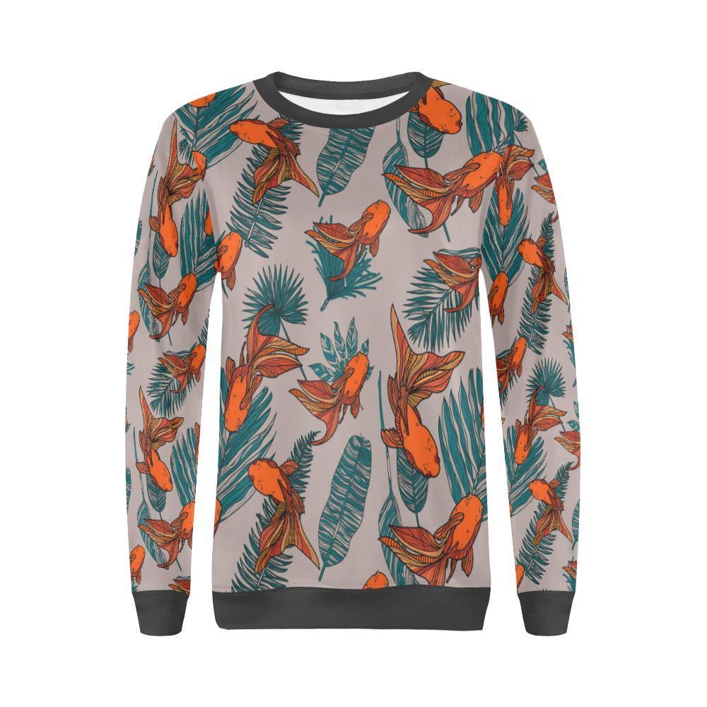 Goldfish Leaf Pattern Print Women's Sweatshirt-grizzshop