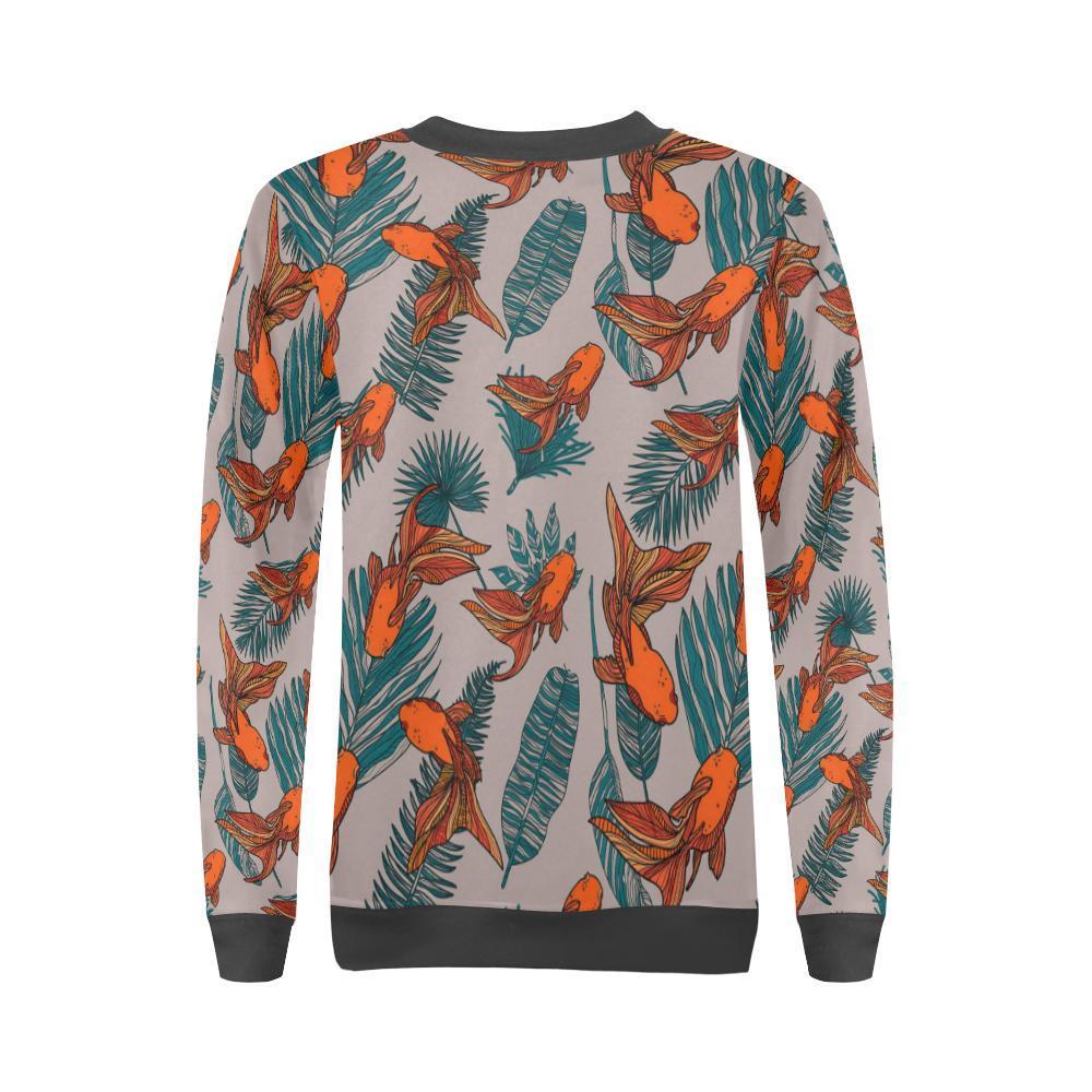 Goldfish Leaf Pattern Print Women's Sweatshirt-grizzshop