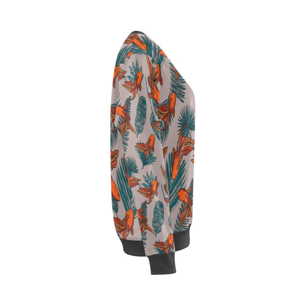 Goldfish Leaf Pattern Print Women's Sweatshirt-grizzshop