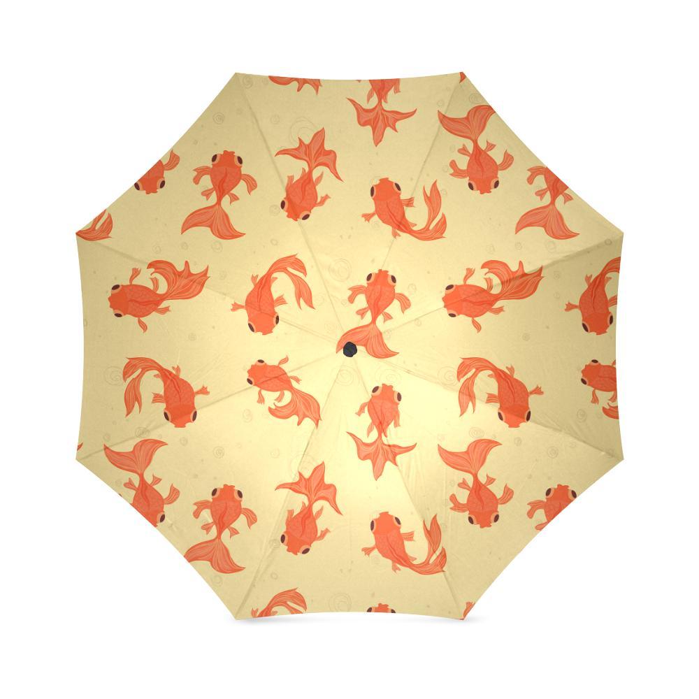 Goldfish Pattern Print Foldable Umbrella-grizzshop