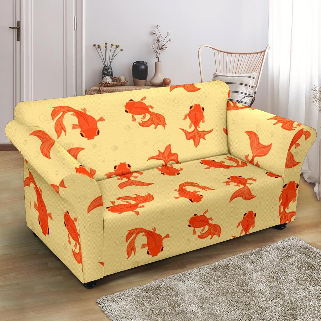 Goldfish Pattern Print Loveseat Cover-grizzshop