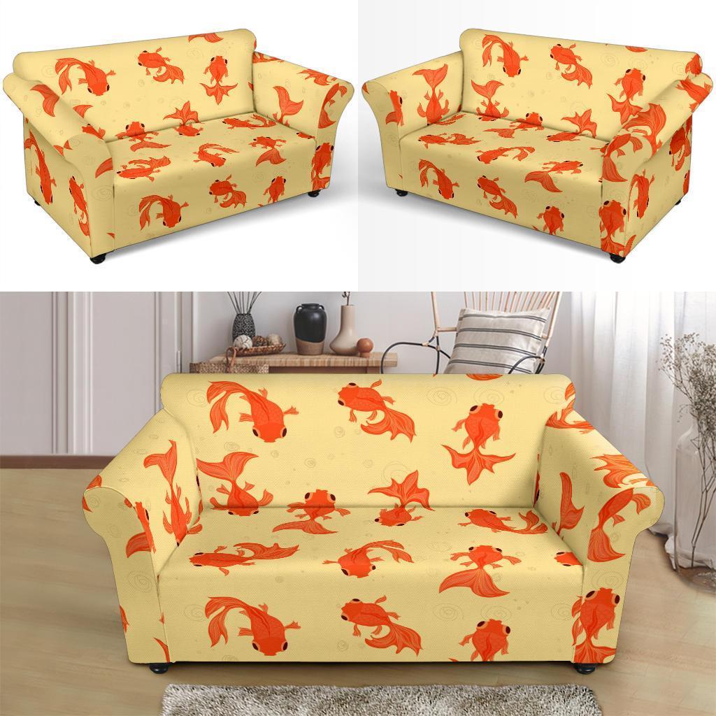 Goldfish Pattern Print Loveseat Cover-grizzshop