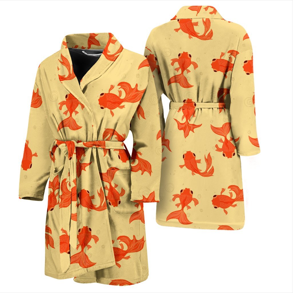 Goldfish Pattern Print Men Long Robe-grizzshop