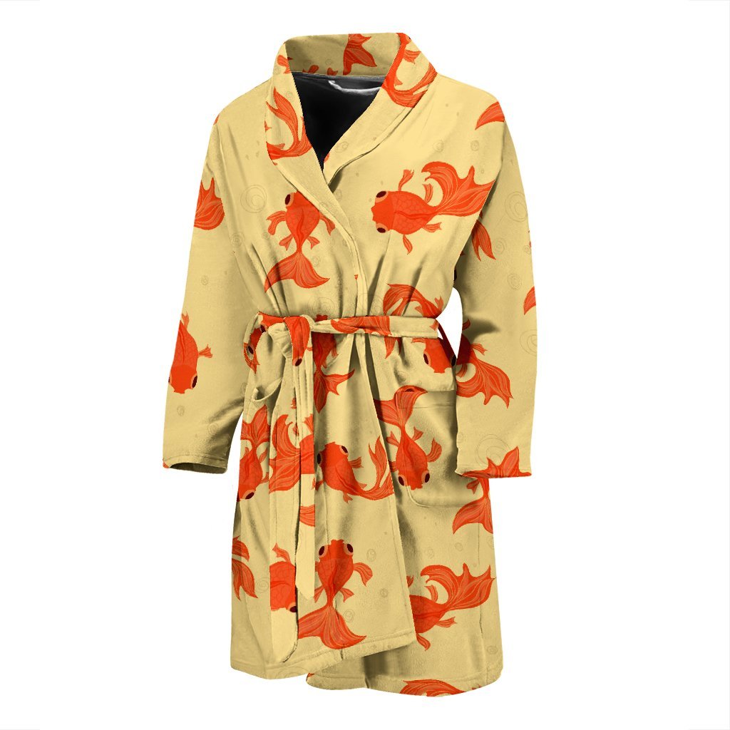 Goldfish Pattern Print Men Long Robe-grizzshop