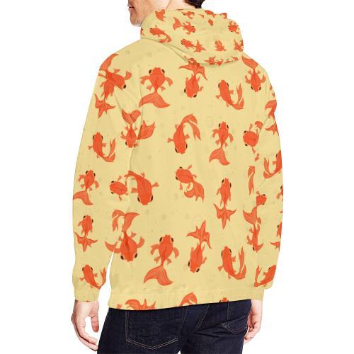 Goldfish Pattern Print Men Pullover Hoodie-grizzshop