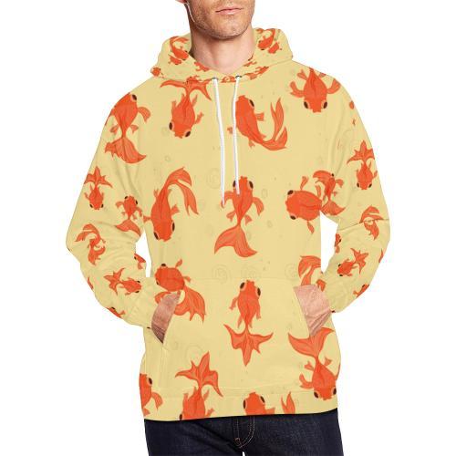 Goldfish Pattern Print Men Pullover Hoodie-grizzshop