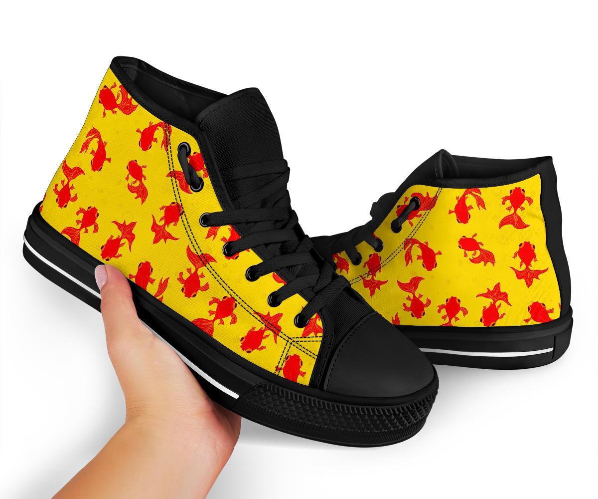 Goldfish Pattern Print Men Women's High Top Shoes-grizzshop