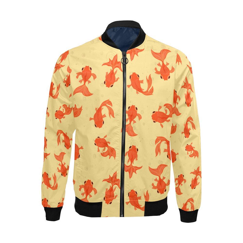 Goldfish Pattern Print Men's Bomber Jacket-grizzshop