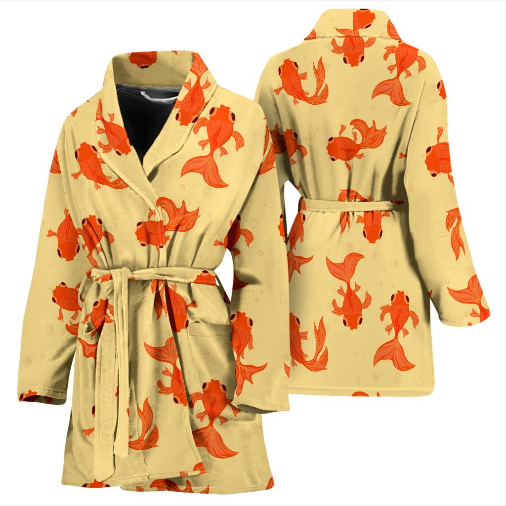 Goldfish Pattern Print Women Long Robe-grizzshop