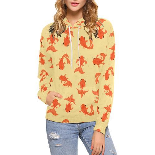 Goldfish Pattern Print Women Pullover Hoodie-grizzshop