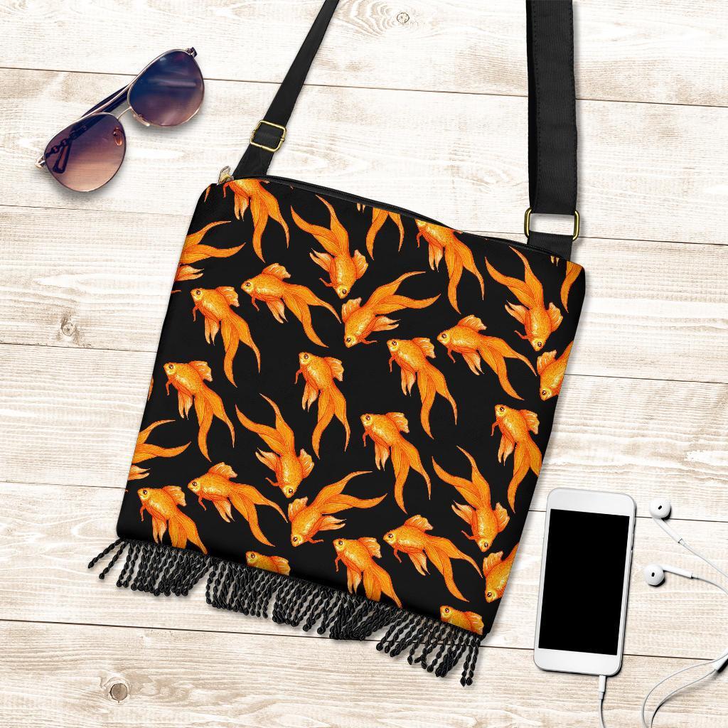 Goldfish Print Pattern Crossbody Bags-grizzshop