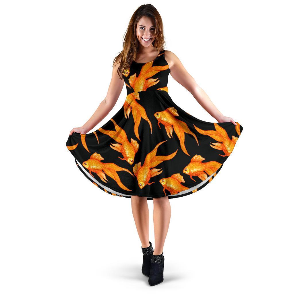 Goldfish Print Pattern Dress-grizzshop