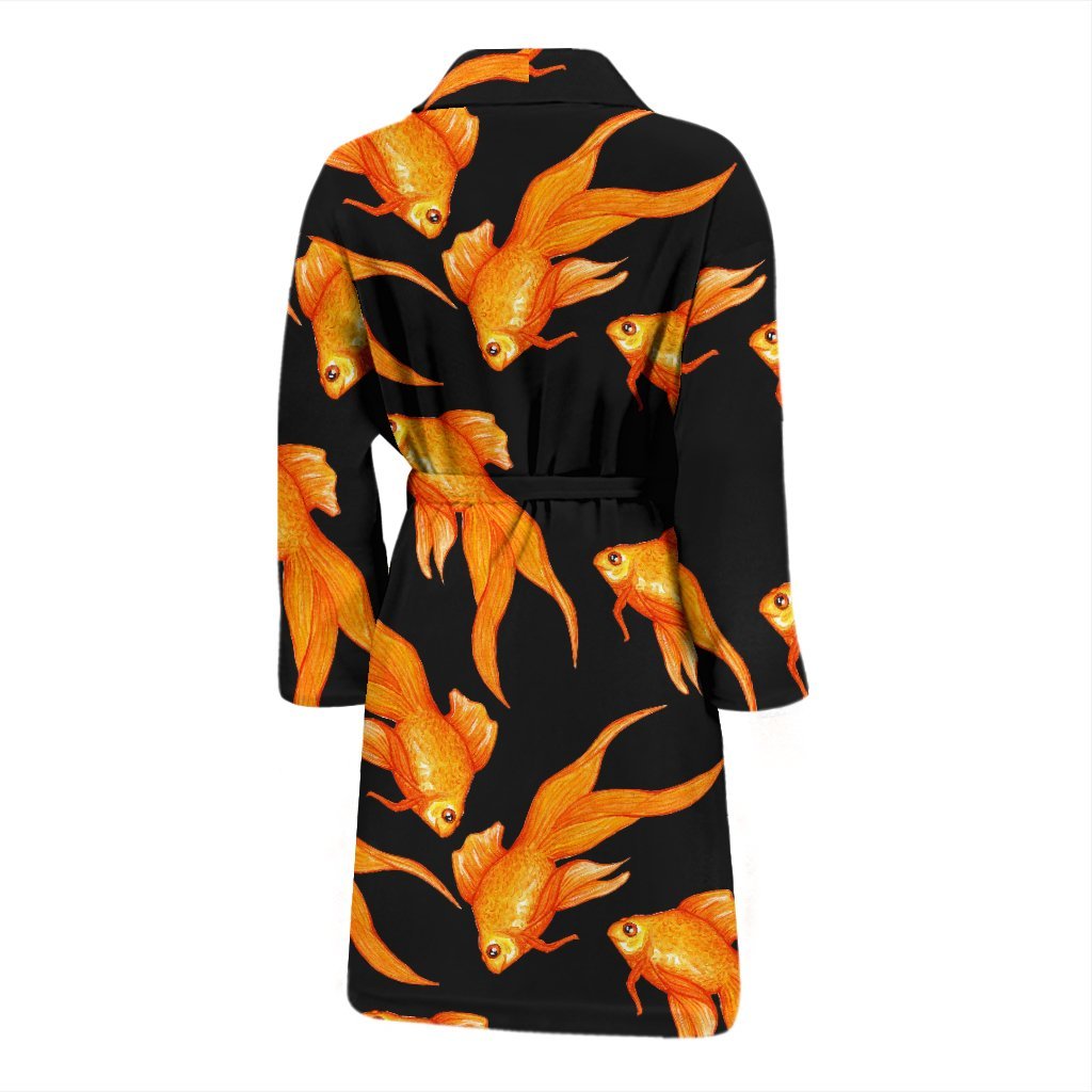 Goldfish Print Pattern Men Long Robe-grizzshop