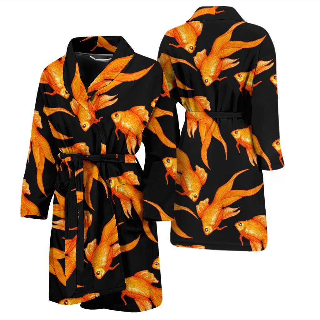 Goldfish Print Pattern Men Long Robe-grizzshop