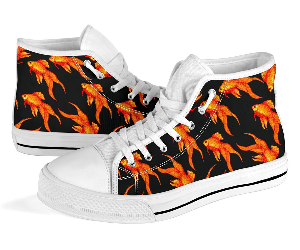 Goldfish Print Pattern Men Women's High Top Shoes-grizzshop