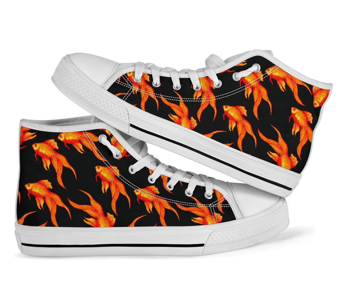 Goldfish Print Pattern Men Women's High Top Shoes-grizzshop