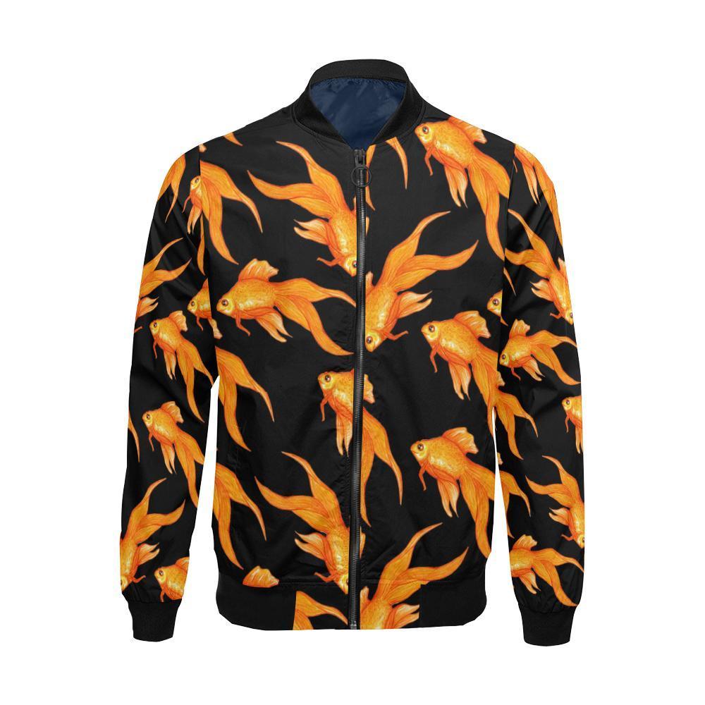 Goldfish Print Pattern Men's Bomber Jacket-grizzshop