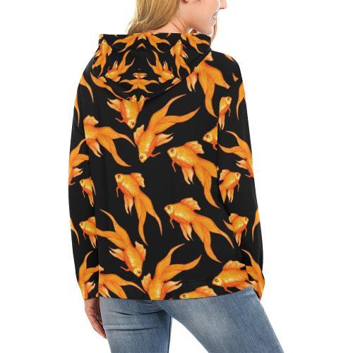 Goldfish Print Pattern Women Pullover Hoodie-grizzshop