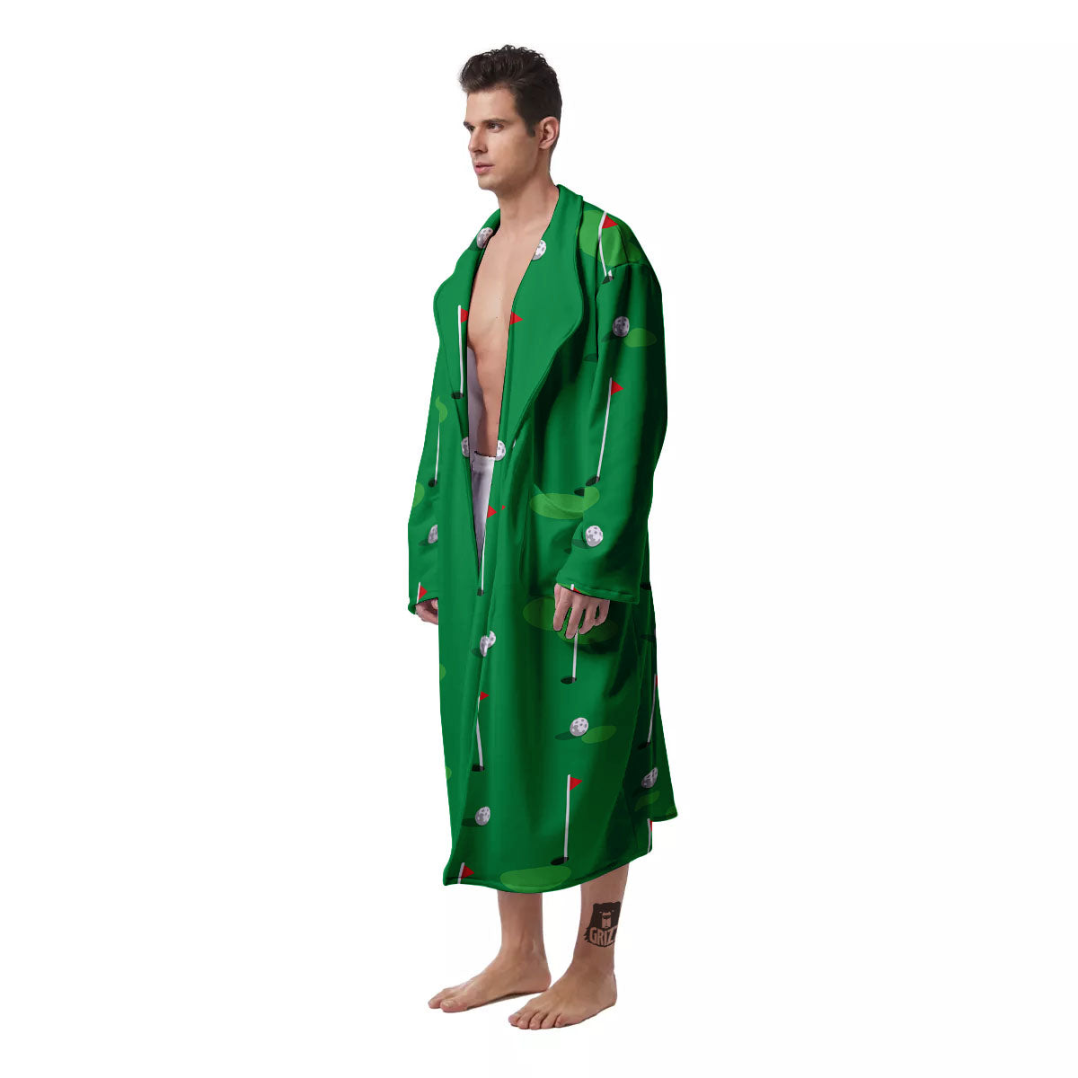 Golf Ball Green Print Pattern Men's Robe-grizzshop