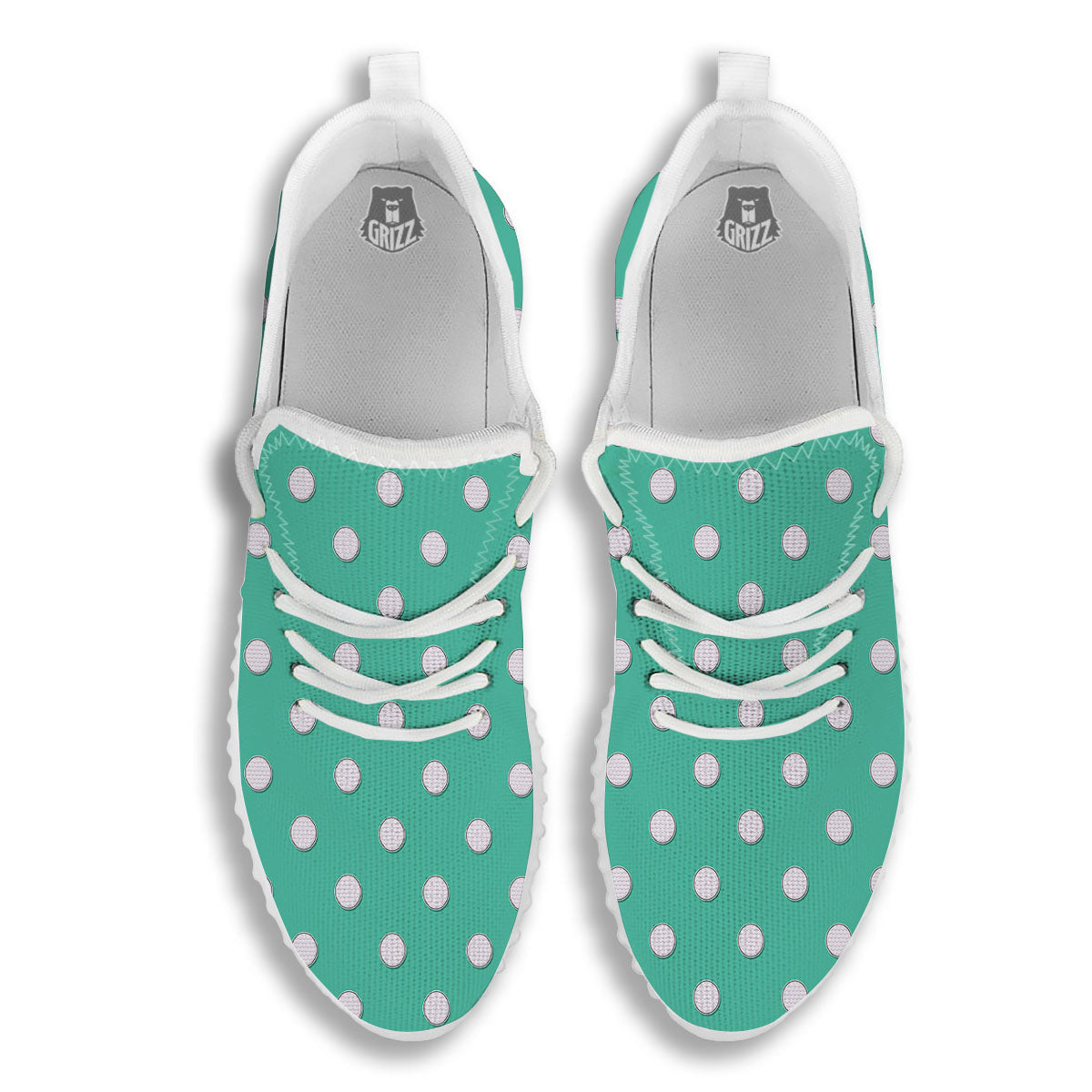 Golf Ball Print Pattern White Walking Shoes-grizzshop
