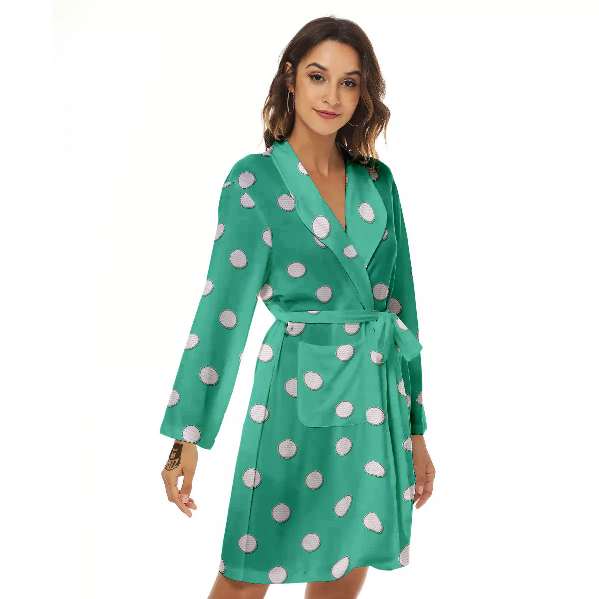 Golf Ball Print Pattern Women's Robe-grizzshop