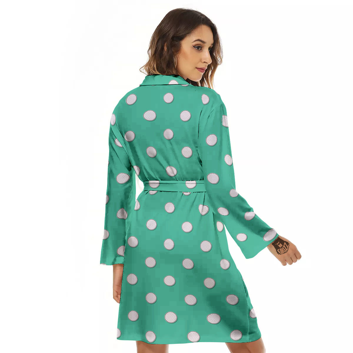 Golf Ball Print Pattern Women's Robe-grizzshop