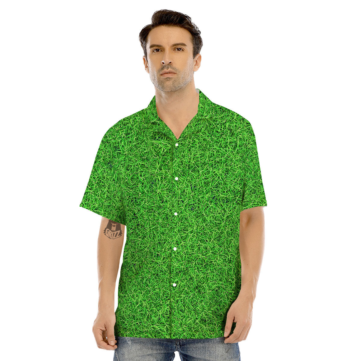 Golf Grass Print Men's Hawaiian Shirt-grizzshop