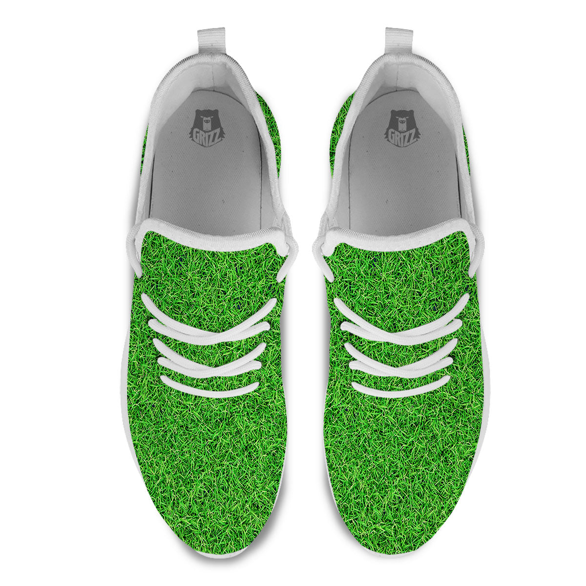 Golf Grass Print White Athletic Shoes-grizzshop