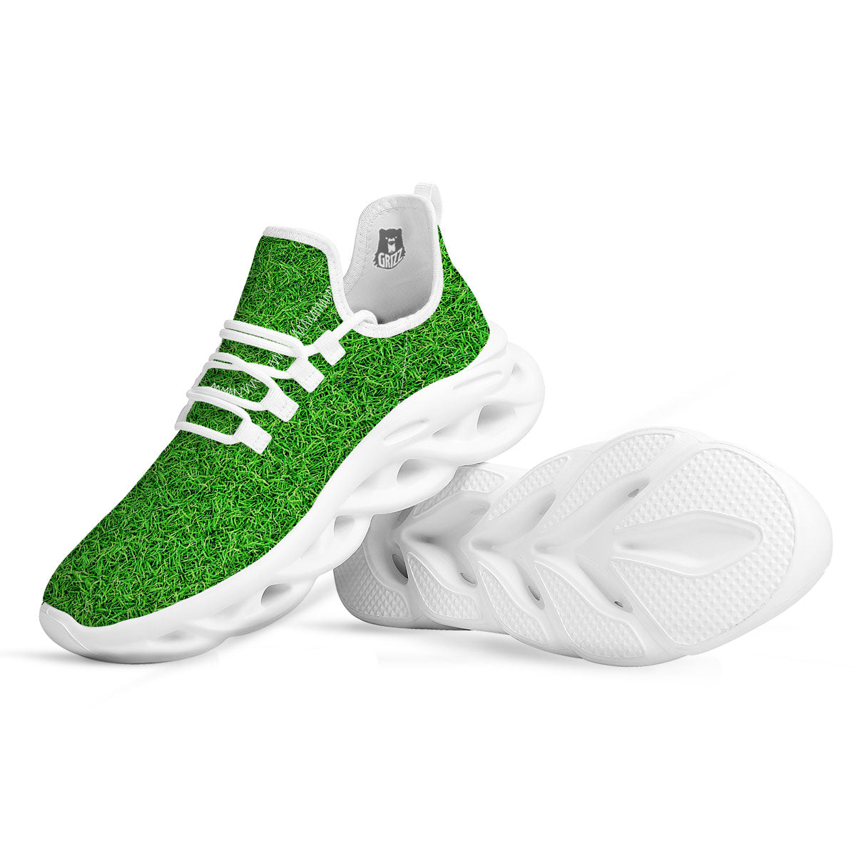 Golf Grass Print White Running Shoes-grizzshop