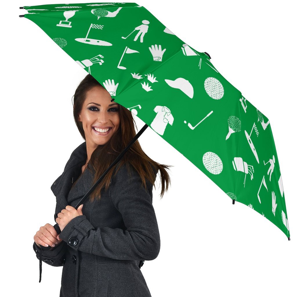 Golf Green Pattern Print Automatic Foldable Umbrella-grizzshop