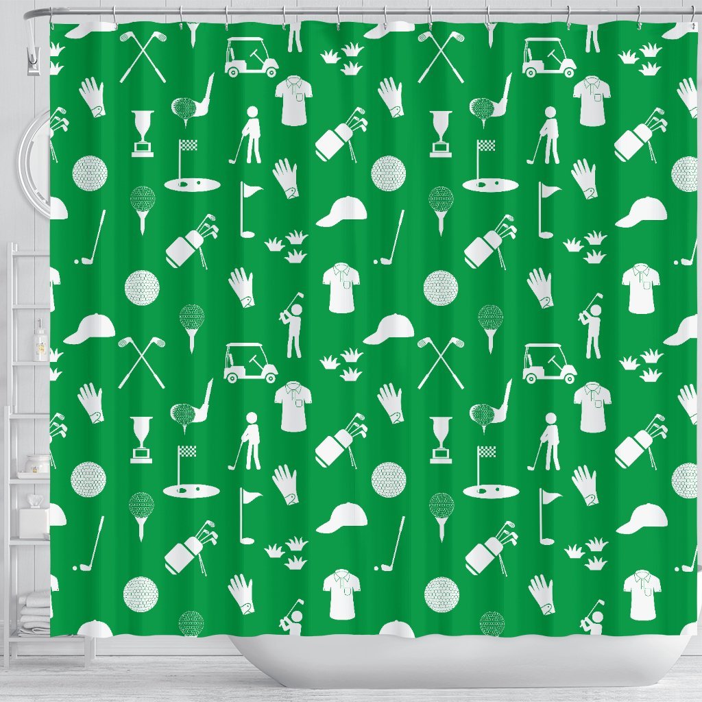 Golf Green Pattern Print Bathroom Shower Curtain-grizzshop