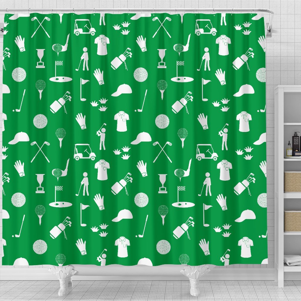 Golf Green Pattern Print Bathroom Shower Curtain-grizzshop