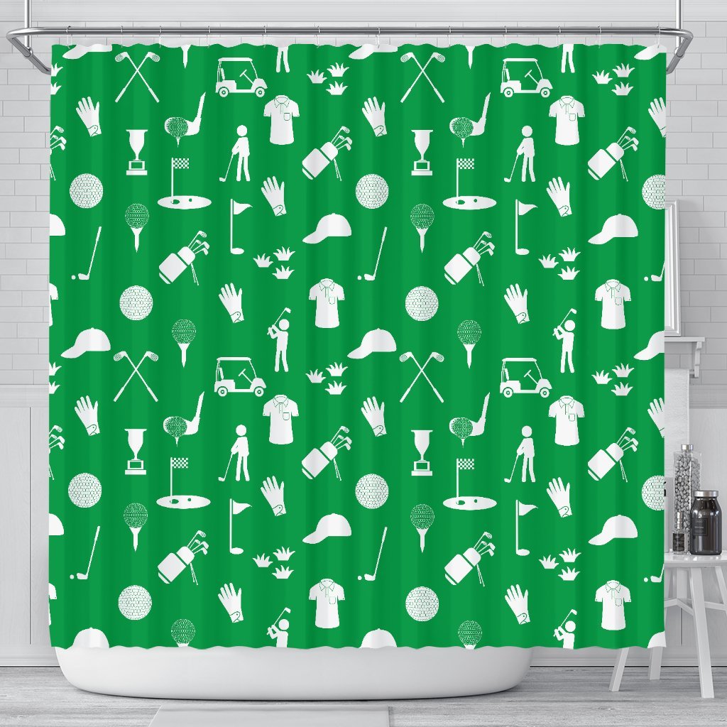 Golf Green Pattern Print Bathroom Shower Curtain-grizzshop