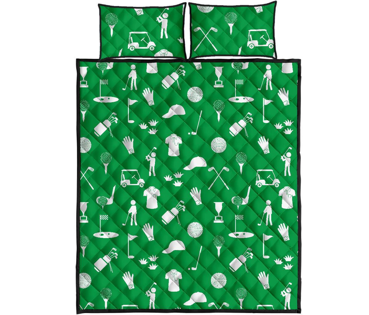 Golf Green Pattern Print Bed Set Quilt-grizzshop