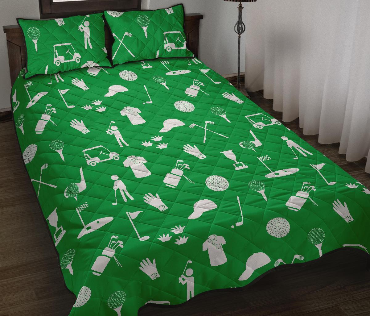 Golf Green Pattern Print Bed Set Quilt-grizzshop