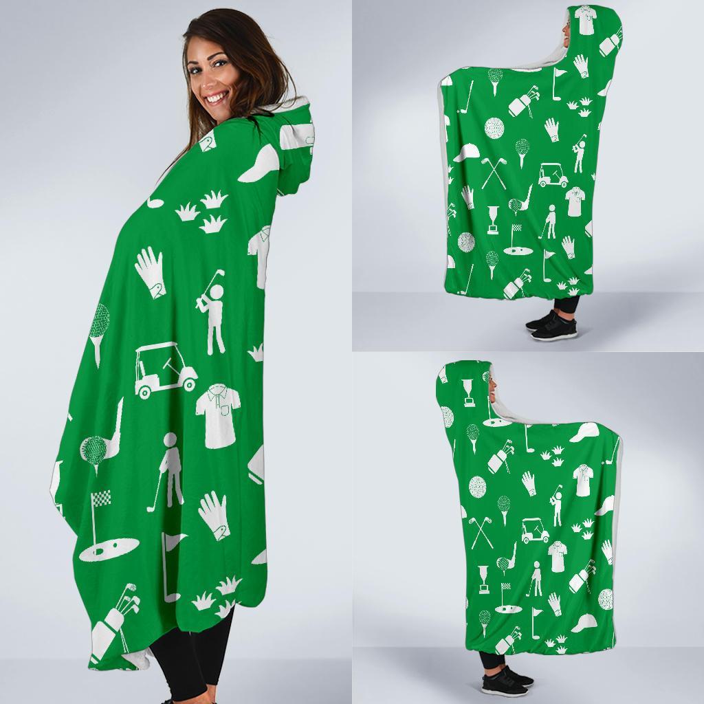 Golf Green Pattern Print Hooded Blanket-grizzshop