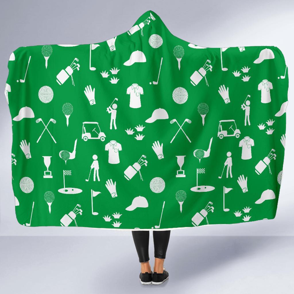 Golf Green Pattern Print Hooded Blanket-grizzshop