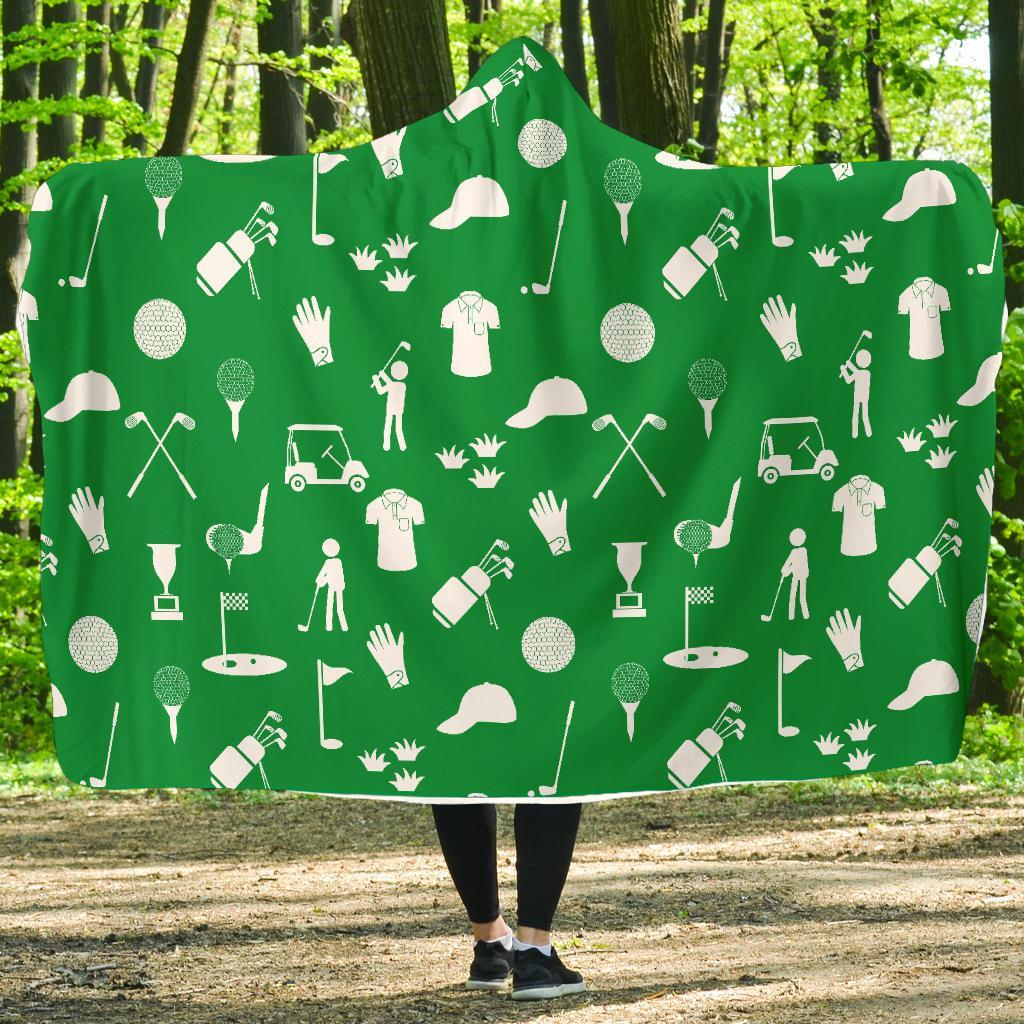 Golf Green Pattern Print Hooded Blanket-grizzshop