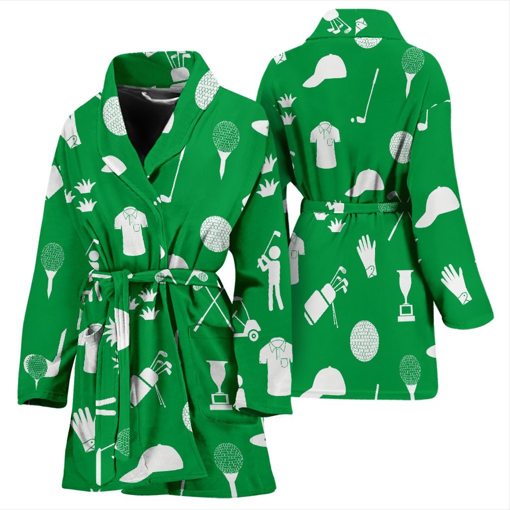 Golf Green Pattern Print Women Long Robe-grizzshop