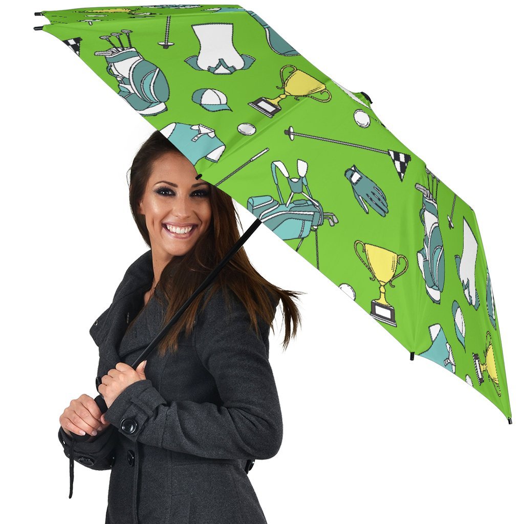 Golf Green Print Pattern Automatic Foldable Umbrella-grizzshop