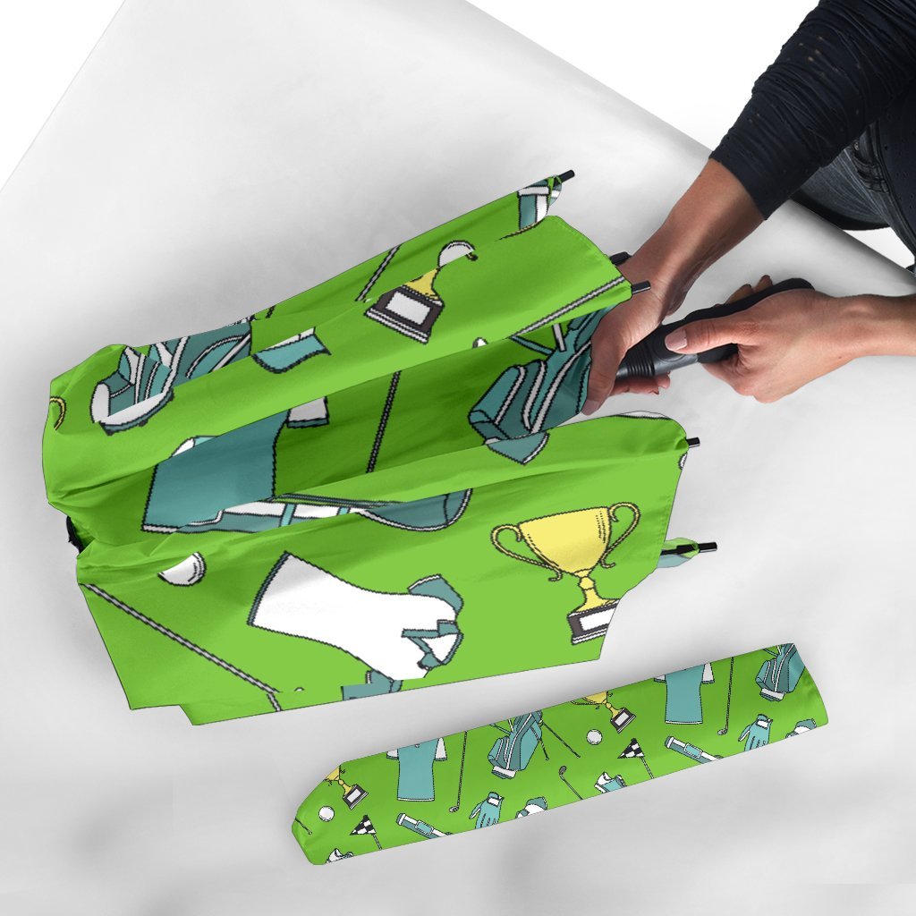 Golf Green Print Pattern Automatic Foldable Umbrella-grizzshop