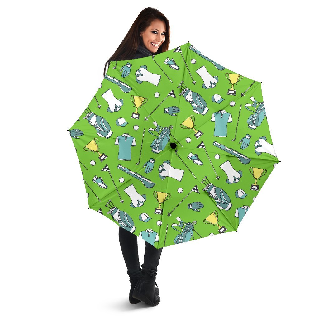 Golf Green Print Pattern Automatic Foldable Umbrella-grizzshop