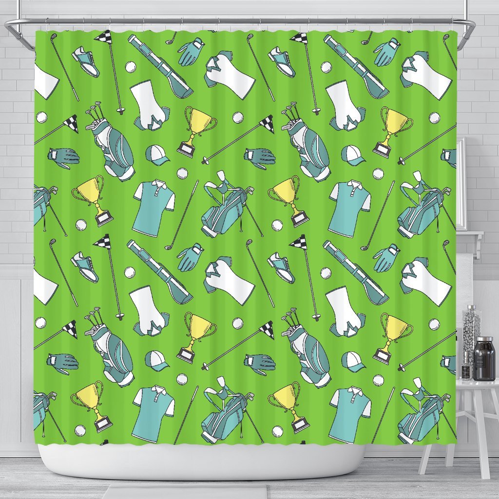 Golf Green Print Pattern Bathroom Shower Curtain-grizzshop